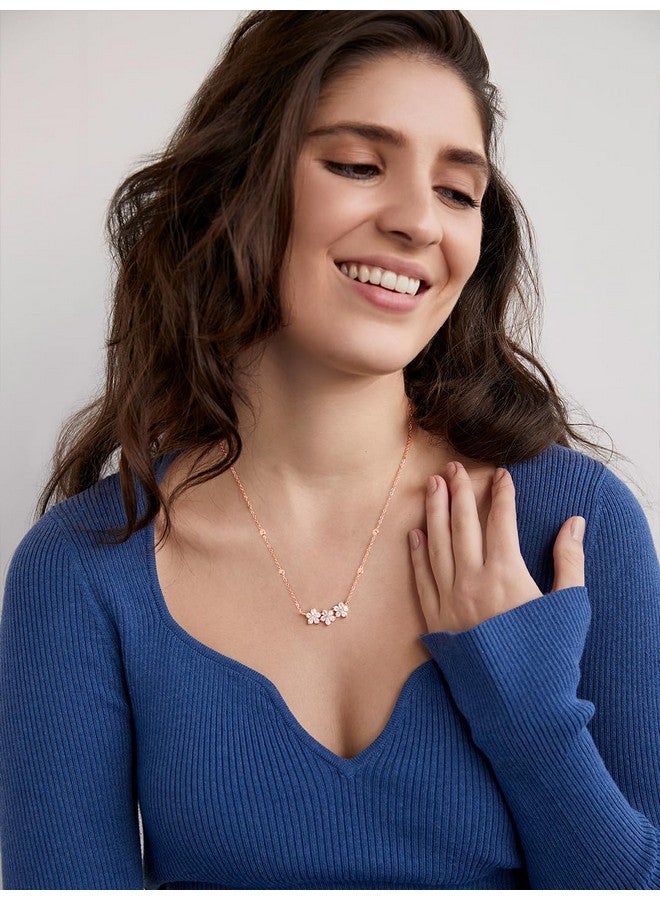 MINUTIAE 14K Rose Gold Plated Pendant Necklace With Austrian Cubic Zirconia For Women And Girls With Extendable Chain - Image 4