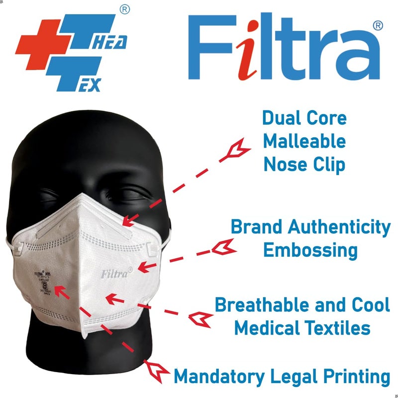 Filtra ® N95 Mask with Ear Loops | FFP2 Mask with Ear Loops | BIS Certified | 5 Layer N95 Mask | Thick Ear Loops | High Filtration | (Box of 25 Masks) - Image 5