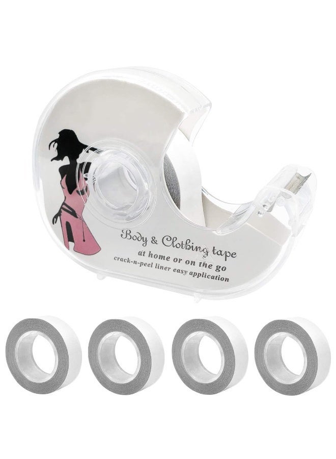 خمس لفات من شريط لاصق شفاف غير مرئي ذو وجهين، بالإضافة إلى علبة تخزين الشريط (لفة واحدة + 4 لفات). مناسب لفتحات رقبة الملابس، والفساتين، والملابس الداخلية، وأغطية الرأس، وما إلى ذلك، لمنع الانزلاق والكشف غير المقصود. - Image 1