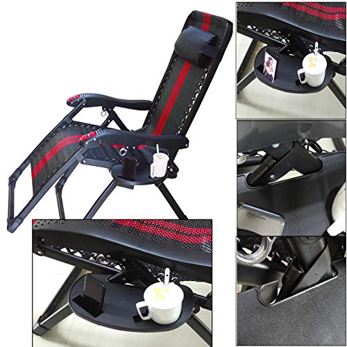 Hanperal Oval Zero Gravity Lounge Chair with Cup Holder and Tray, Side Recliner, Mobile Phone Slot, Snack Tray - Black - Image 4