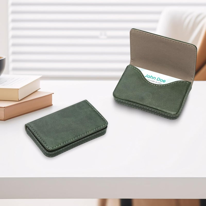 AI-DEE RFID Blocking Wallet - Minimalist Leather Business Credit Card Holder (12-Green) - Image 5