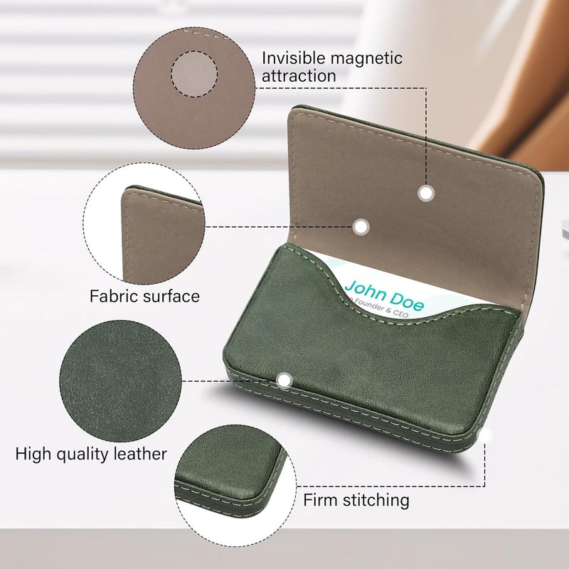 AI-DEE RFID Blocking Wallet - Minimalist Leather Business Credit Card Holder (12-Green) - Image 3
