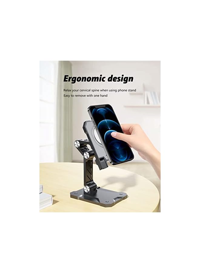 Zaboon حامل هاتف متوافق مع حامل شاحن Magsafe، حامل هاتف قابل للتعديل وحامل iPad للمكتب متوافق مع Iphone 14 Pro Max 13 12 11 Ipad Air Ipad Pro Samsung Galaxy (لا يشمل الشاحن)، أسود - Image 4