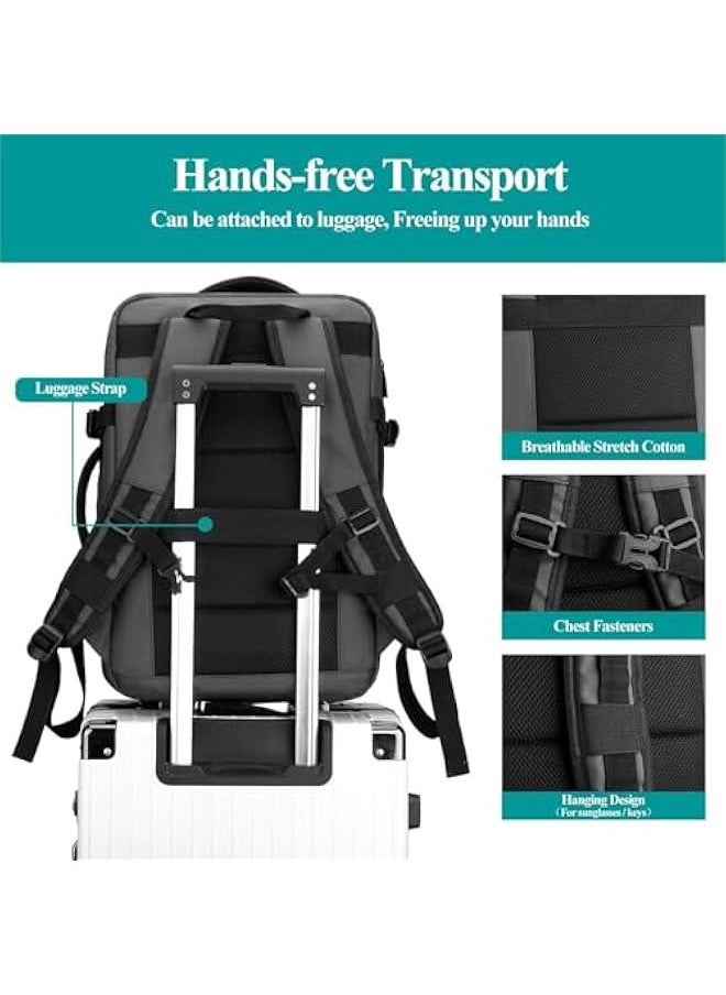 HOOKOR Travel Backpack - Women Men Expandable Waterproof Laptop Backpack Casual Carry On Bag With USB Charging Port  - Image 4