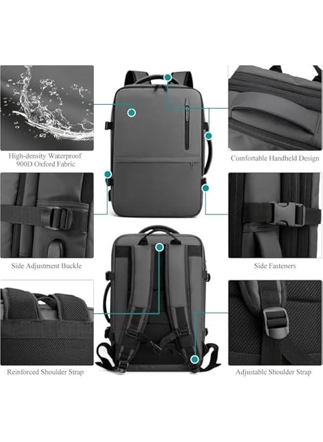 HOOKOR Travel Backpack - Women Men Expandable Waterproof Laptop Backpack Casual Carry On Bag With USB Charging Port  - Image 5
