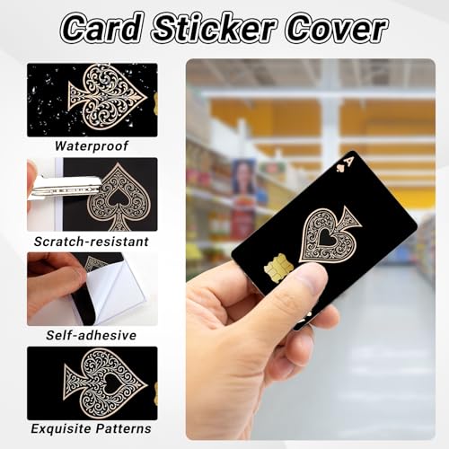 Ynaquest 5 PCS Credit Card Skin Poker Theme Spades Credit Card Skin Sticker Cover Vinyl Stickers for Debit Credit Cards Cute Waterproof Skins Cover for Bank Transportation Metro Key Cards - Image 5