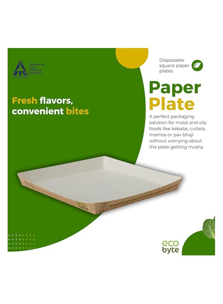 Ecobyte Ecobyte ITC Square Paper Plates 4 Inch | Pack of 25 | Plastic-Free Disposable Plates with Compostable BioSeal | Biodegradable Germ-Free Tableware for Snacks & Sides - Image 5