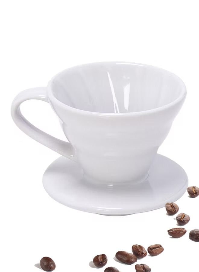 كوب من السيراميك V60 لتنقيط القهوة باللون الأبيض - Image 1