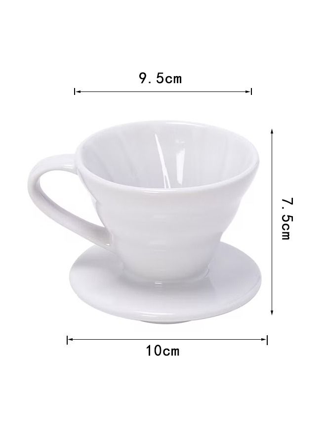 كوب من السيراميك V60 لتنقيط القهوة باللون الأبيض - Image 2