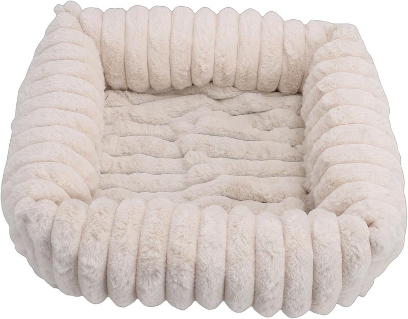 Cute Dog Bed for Small Dogs & Cats, Rectangular Comfortable Soft Bed with Removable Zipper Cover, Cat Kitten & Puppy Sleeping - Image 2