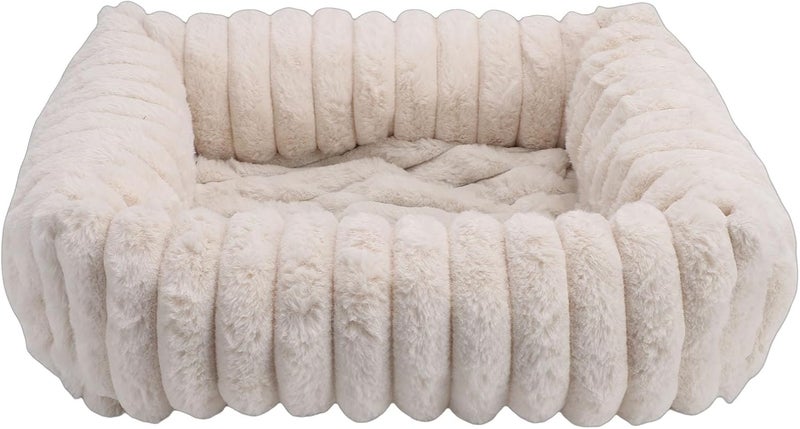 Cute Dog Bed for Small Dogs & Cats, Rectangular Comfortable Soft Bed with Removable Zipper Cover, Cat Kitten & Puppy Sleeping - Image 1