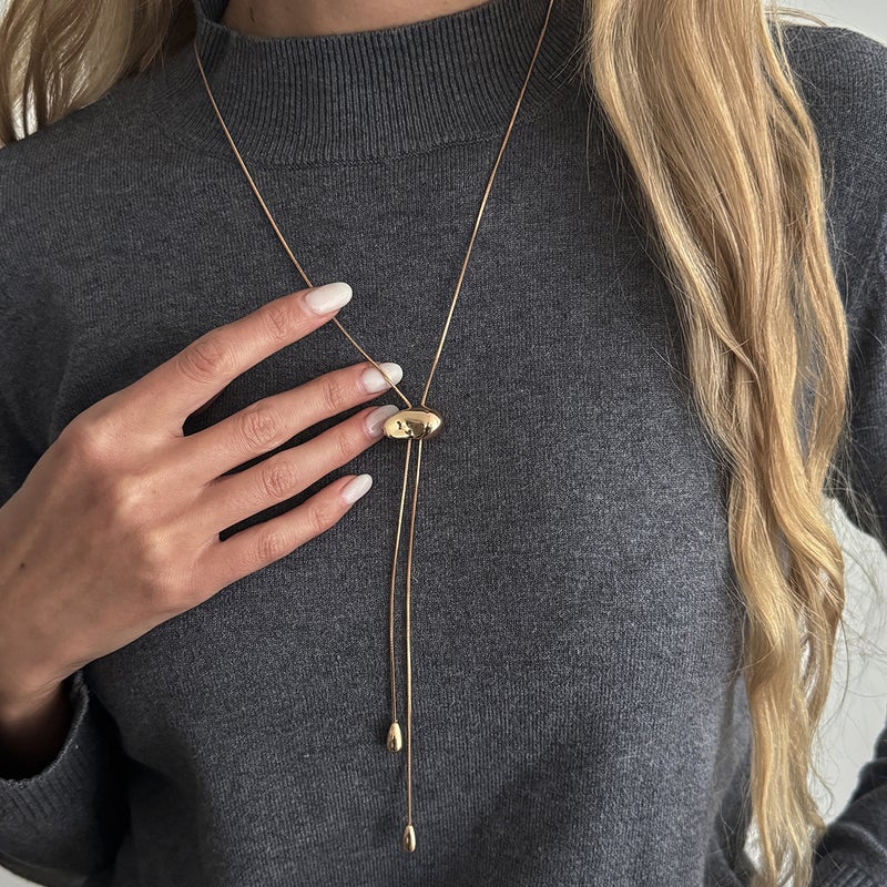 SHIXIN Luxury Ins Butterfly Knot Necklace, Adjustable Snake Chain for Sweaters - Image 3