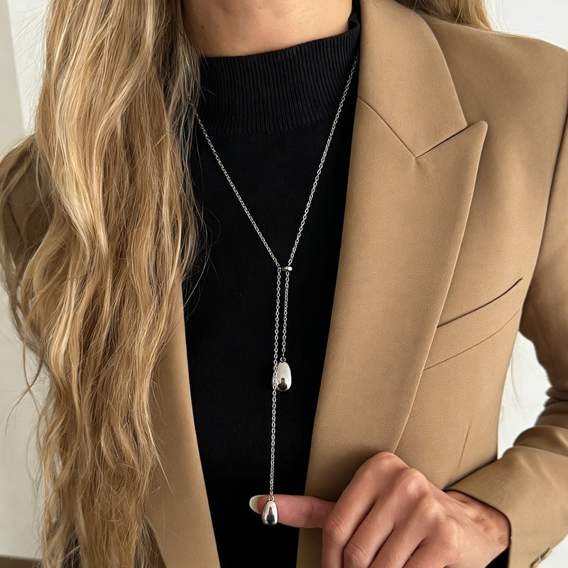 SHIXIN Luxury Ins Butterfly Knot Necklace, Adjustable Snake Chain for Sweaters - Image 2