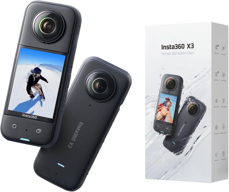 Insta360 Insta360 X3 Waterproof 360 Action Camera 12 48MP Sensor 57K 360 Active HDR Video 72MP 360 Photo 4K SingleLens 60fps Me Mode Stabilization 229 Touchscreen AI Editing Live Stream Renewed - Image 1