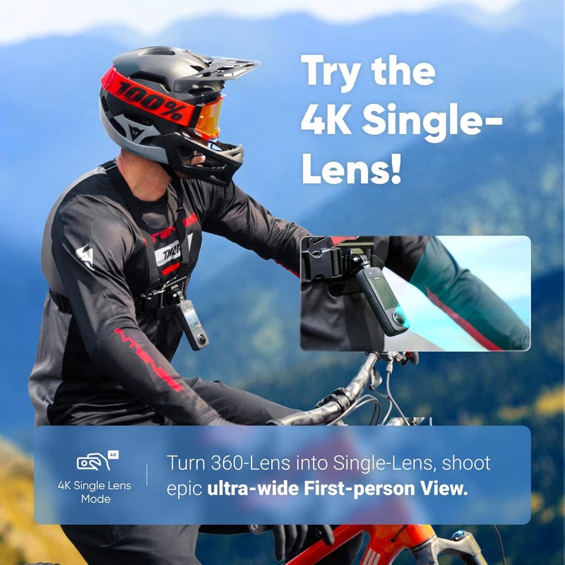 Insta360 Insta360 X3 Waterproof 360 Action Camera 12 48MP Sensor 57K 360 Active HDR Video 72MP 360 Photo 4K SingleLens 60fps Me Mode Stabilization 229 Touchscreen AI Editing Live Stream Renewed - Image 3