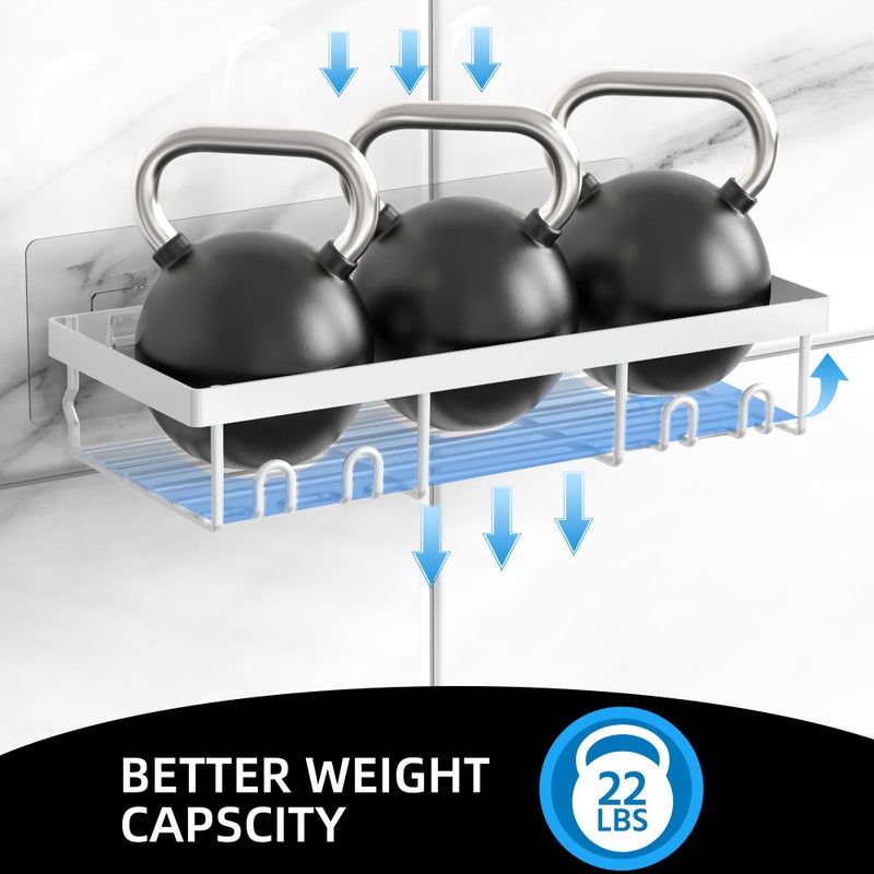 Moforoco 3-Pack Shower Caddy Basket Shelf with Soap Holder, No Drilling Traceless Adhesive Shower Wall Shelves, Rustproof White Bathroom Shower Storage Organizer - Image 4