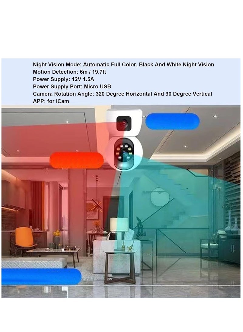 Gravity WiFi Dual Lens Security Camera HD Wireless Home Camera with Wide Angle NightMotion Detection, 2 Way, Panoramic Shooting, Rich Functions, HD Night - Image 3