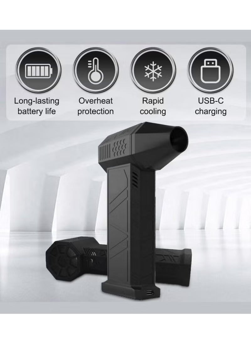 TIGER منفاخ هواء مضغوط مع حماية من السخونة الزائدة – 130,000 دورة في الدقيقة منفاخ هواء كهربائي لاسلكي مكنسة كهربائية – مجفف سيارات كهربائي، منظف لوحات المفاتيح ومروحة فائقة مع حقيبة حمل – محمول وقابل لإعادة الشحن - Image 2