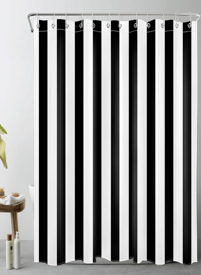 LB Black and White Shower Curtain,Striped Bathroom Curtain,72x72 inch Waterproof Polyester Fabric,Fashion Bath Decor,Ring Hooks Included - Image 1