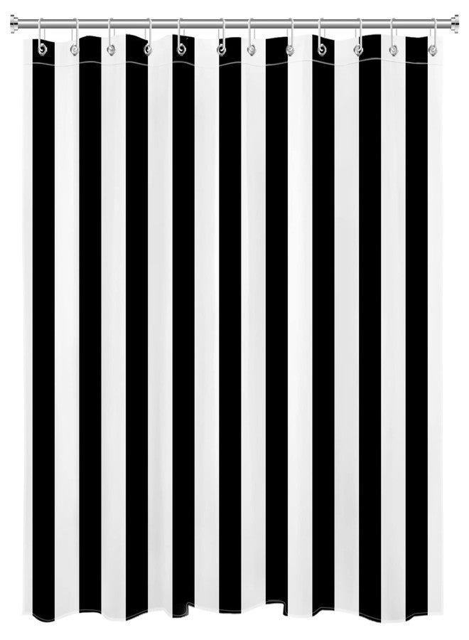 LB Black and White Shower Curtain,Striped Bathroom Curtain,72x72 inch Waterproof Polyester Fabric,Fashion Bath Decor,Ring Hooks Included - Image 5