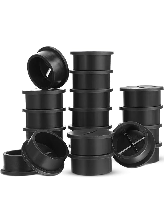 promass 20Pcs Silicone Desk Grommets Flexible Wire Organizer Grommets Cable Cord Grommets Hole Cover Cable Management for Desk Pass Through Table TV Console and Other Furniture (29 mm, Black) - Image 1