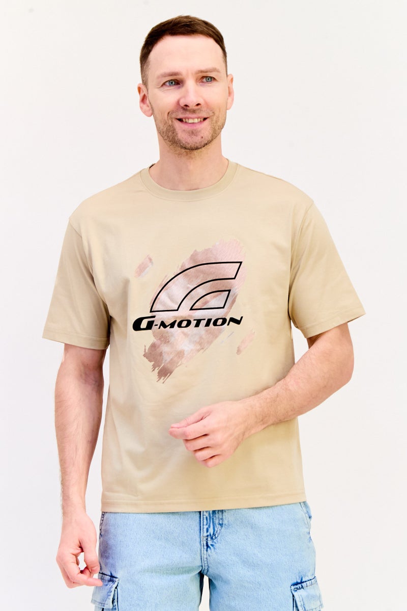 GIORDANO G-Motion Men Sportswear Fit Short Sleeve Outdoor T-Shirt, Tan  - Image 1