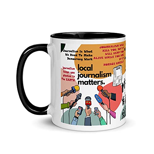 TAJNAN Journalism Matters Ceramic Mug with Media Quotes, Coffee Cup for Journalists Reporters and Writers, Black Handle Mug for Office Desk Gift - Image 2