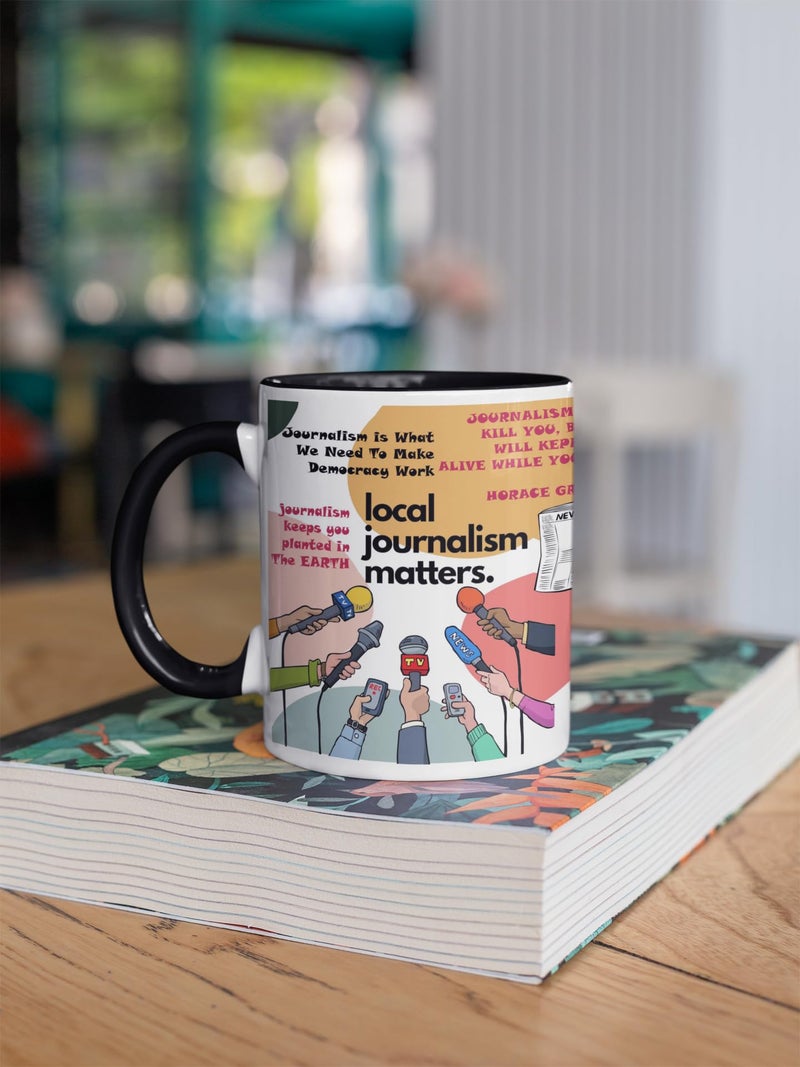 TAJNAN Journalism Matters Ceramic Mug with Media Quotes, Coffee Cup for Journalists Reporters and Writers, Black Handle Mug for Office Desk Gift - Image 4