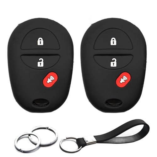 INFIPAR 2pcs Compatible with Toyota Corolla Highlander Sequoia Sienna Tacoma Tundra GQ43VT20T 3 Buttons Key Fob Cover Case Key Chain Protector Keyless Remote Holder - Image 1
