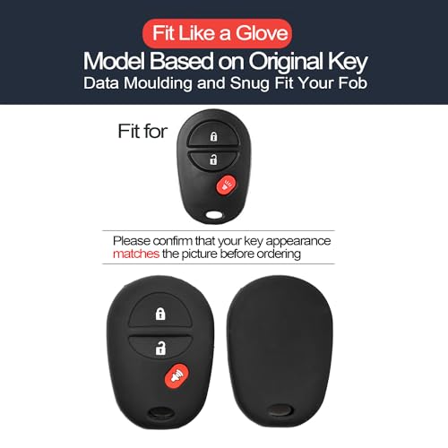 INFIPAR 2pcs Compatible with Toyota Corolla Highlander Sequoia Sienna Tacoma Tundra GQ43VT20T 3 Buttons Key Fob Cover Case Key Chain Protector Keyless Remote Holder - Image 3