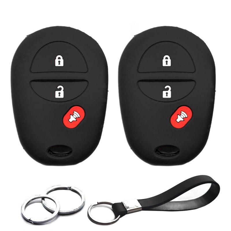 INFIPAR 2pcs Compatible with Toyota Corolla Highlander Sequoia Sienna Tacoma Tundra GQ43VT20T 3 Buttons Key Fob Cover Case Key Chain Protector Keyless Remote Holder - Image 2