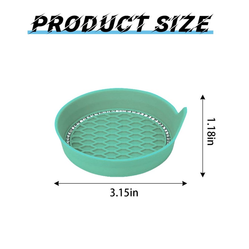 zipelo Bling Car Cup Coaster, 4 Pack Universal Vehicle Anti-Slip Cup Holder Insert Coasters, Crystal Rhinestone Silicone Shockproof Drink Mat, Car Interior Accessories (Mint Green) - Image 2