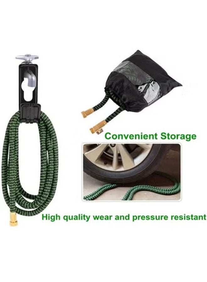 كيلا خرطوم حديقة قابل للتمدد بطول 100 قدم مع فوهة 8 وظائف، خرطوم حديقة قابل للسحب مانع للتسرب لغسيل السيارات ونباتات الحديقة وسقي الحيوانات الأليفة وتنظيف الأرضيات، أخضر - Image 5