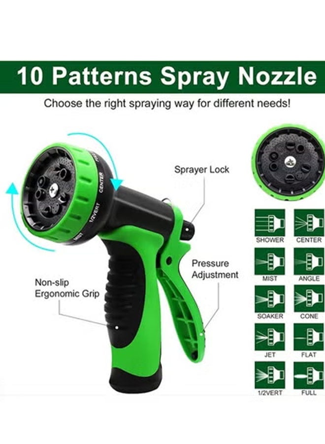 كيلا خرطوم حديقة قابل للتمدد بطول 100 قدم مع فوهة 8 وظائف، خرطوم حديقة قابل للسحب مانع للتسرب لغسيل السيارات ونباتات الحديقة وسقي الحيوانات الأليفة وتنظيف الأرضيات، أخضر - Image 4