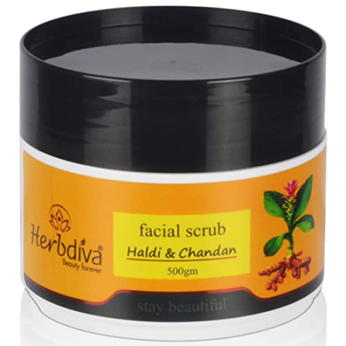 Herbdiva Haldi Chandan Facial Scrub | 500g | Turmeric & Sandalwood | Dead Skin Removal | Natural Exfoliating | Glowing Skin & Even Tone | Daily Skincare - Image 1