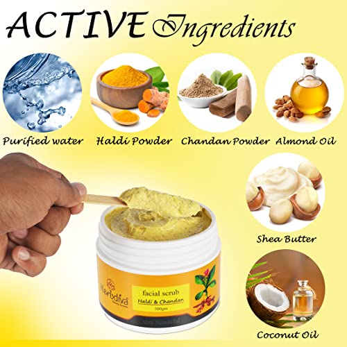 Herbdiva Haldi Chandan Facial Scrub | 500g | Turmeric & Sandalwood | Dead Skin Removal | Natural Exfoliating | Glowing Skin & Even Tone | Daily Skincare - Image 4