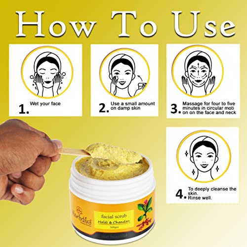Herbdiva Haldi Chandan Facial Scrub | 500g | Turmeric & Sandalwood | Dead Skin Removal | Natural Exfoliating | Glowing Skin & Even Tone | Daily Skincare - Image 5