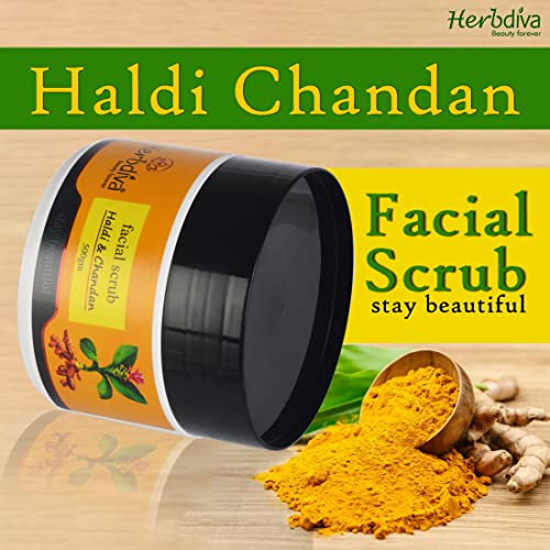 Herbdiva Haldi Chandan Facial Scrub | 500g | Turmeric & Sandalwood | Dead Skin Removal | Natural Exfoliating | Glowing Skin & Even Tone | Daily Skincare - Image 2