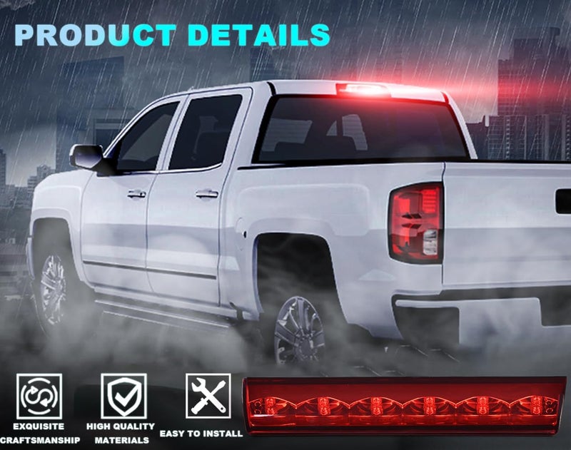 PIT66 LED 3rd Brake Light Compatible with Truck Cap Topper Leer Are Century LED Recessed Cargo Light Parking Light Third Brake Light Lamp Chrome Housing Red Lens - Image 3
