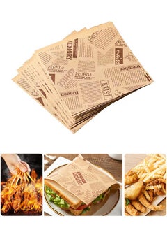 BF HOME 50 Piece Hamburger Sandwich Bags Disposable Lunch Paper Bags French Fry Bags Oil-proof Triangle Paper Bag for Paper Take Out Bags and Home Use 18x18CM  - Image 1