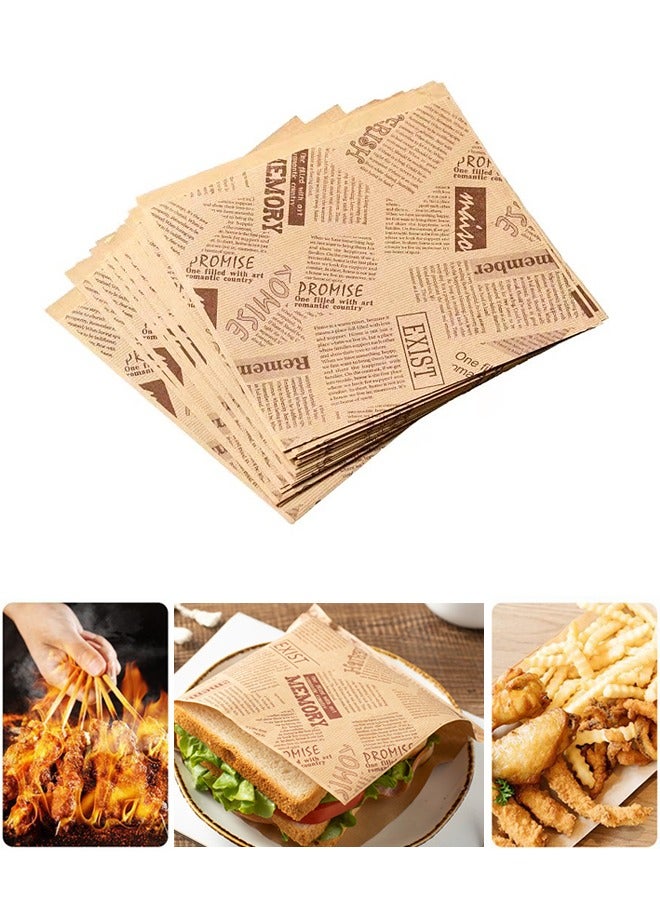 بي أف هوم 50 قطعة أكياس ساندويتش همبرغر ساندويتش 50 قطعة أكياس ورقية للغداء يمكن التخلص منها أكياس ورقية للقلي الفرنسي أكياس ورقية مثلثة مقاومة للزيت لأكياس الوجبات الخارجية الورقية والاستخدام المنزلي 18x18 سم - Image 1