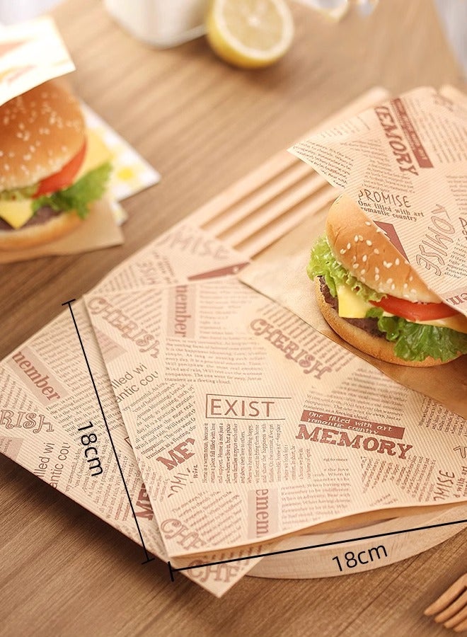 بي أف هوم 50 قطعة أكياس ساندويتش همبرغر ساندويتش 50 قطعة أكياس ورقية للغداء يمكن التخلص منها أكياس ورقية للقلي الفرنسي أكياس ورقية مثلثة مقاومة للزيت لأكياس الوجبات الخارجية الورقية والاستخدام المنزلي 18x18 سم - Image 2