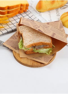 BF HOME 50 Piece Hamburger Sandwich Bags Disposable Lunch Paper Bags French Fry Bags Oil-proof Triangle Paper Bag for Paper Take Out Bags and Home Use 18x18CM  - Image 3