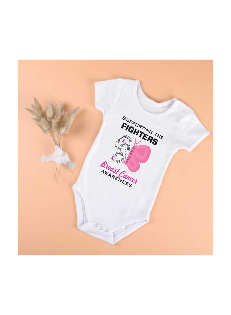 برينت شوب فور مي PinkCancer Awareness Baby Romper - ملابس داخلية بأكمام قطنية ناعمة لحديثي الولادة والرضع والأطفال الصغار - ملابس أطفال للجنسين للأولاد والبنات  - Image 1