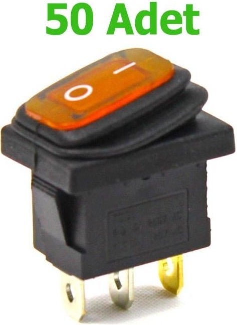 KAMPA Bellows Illuminated Switch 50 Pieces Orange, On-Off 3 Pin - Button Push Button Switch  - Image 1