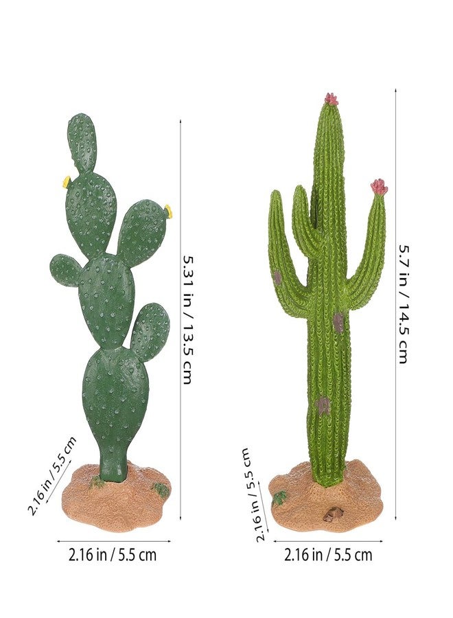 ULTNICE Fake Cactus Statues, 2pcs Realistic Artificial Cactus Figurine for Reptile Aquarium, Simulated Succulent Plant for Home Garden and Office, 5.7x2.1in - Image 4