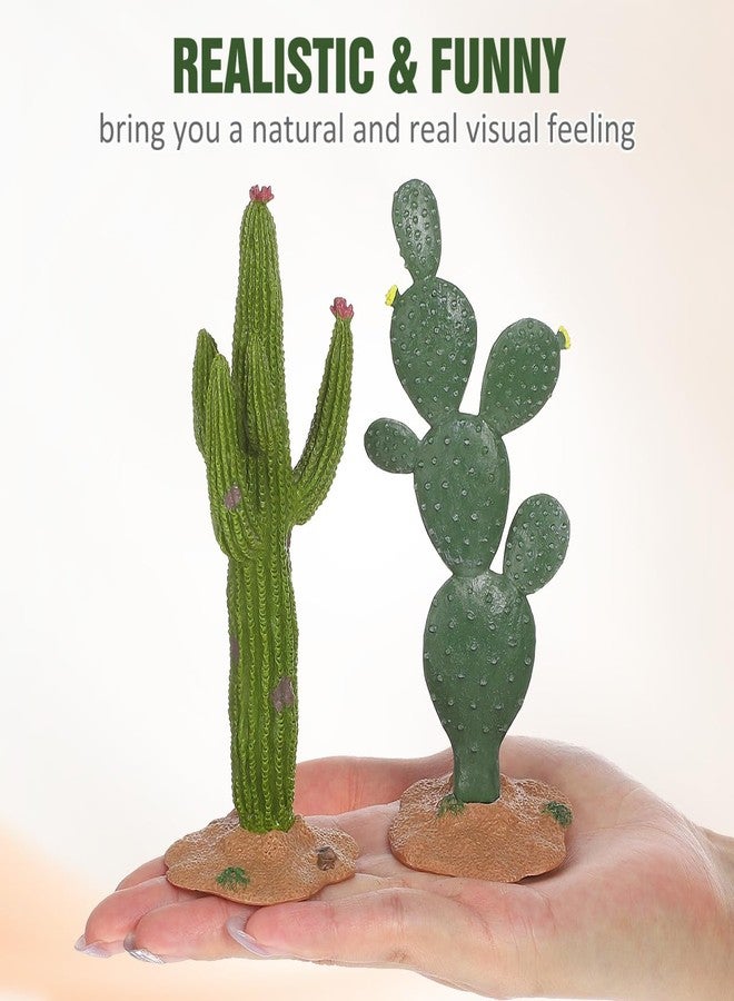 ULTNICE Fake Cactus Statues, 2pcs Realistic Artificial Cactus Figurine for Reptile Aquarium, Simulated Succulent Plant for Home Garden and Office, 5.7x2.1in - Image 5