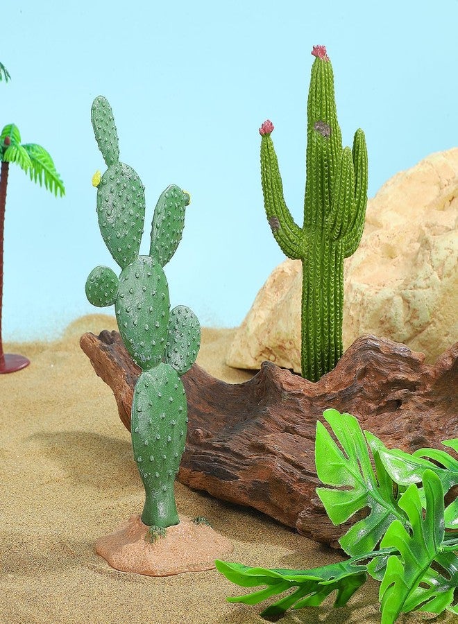 ULTNICE Fake Cactus Statues, 2pcs Realistic Artificial Cactus Figurine for Reptile Aquarium, Simulated Succulent Plant for Home Garden and Office, 5.7x2.1in - Image 2