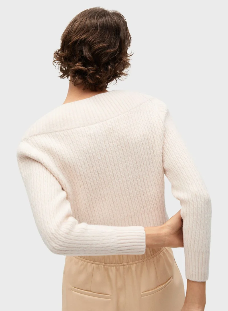 MANGO Button Down Crop Cardigan