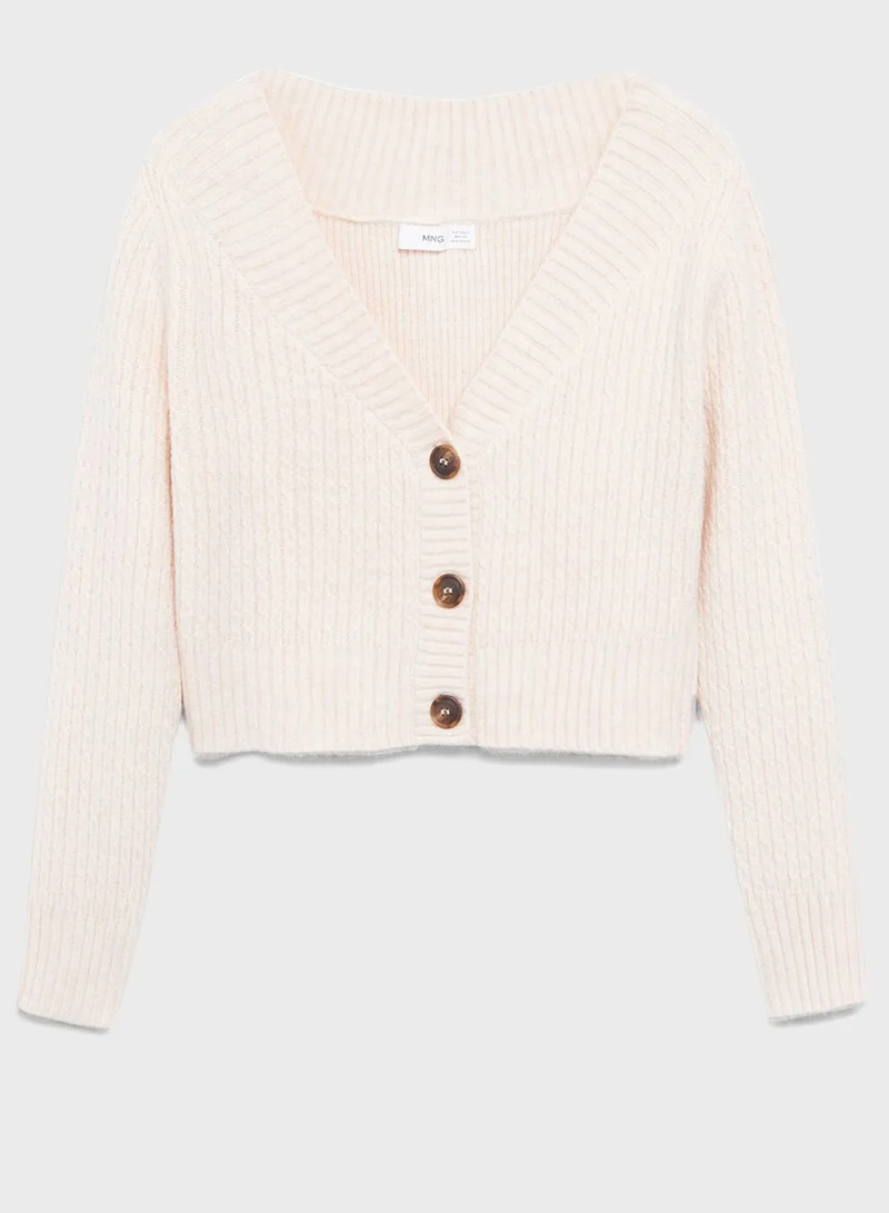 MANGO Button Down Crop Cardigan